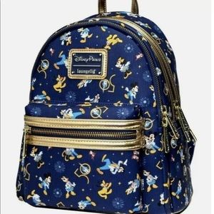 NWT Walt Disney World 50th Anniversary Blue Loungefly Mini Backpack IN H…
